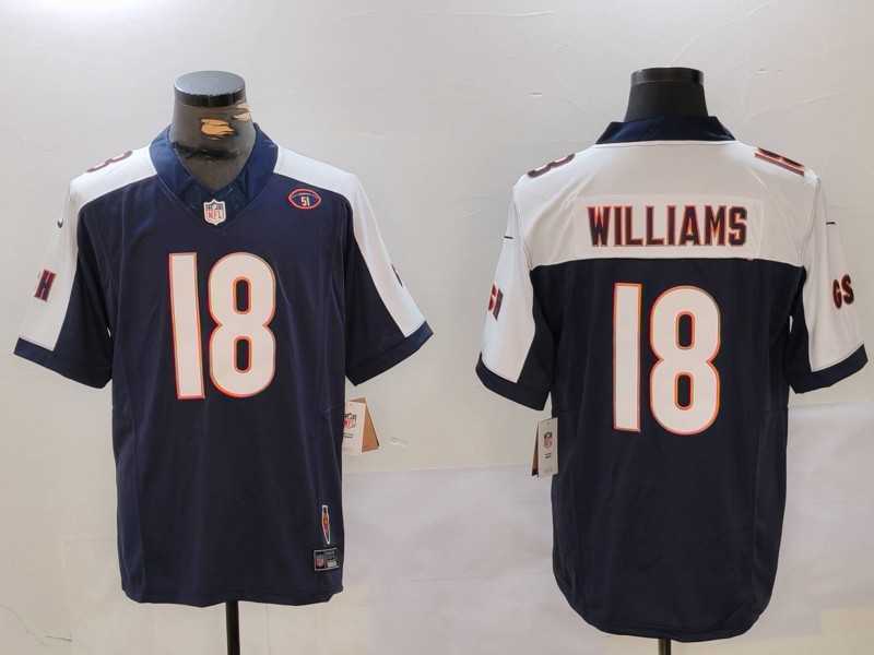 Men's Chicago Bears #18 Caleb Williams Navy White FUSE With 51 Patch Stitched Jersey,We sell and wholesale Men's Chicago Bears #18 Caleb Williams Navy White FUSE With 51 Patch Stitched Jersey on line form chian!